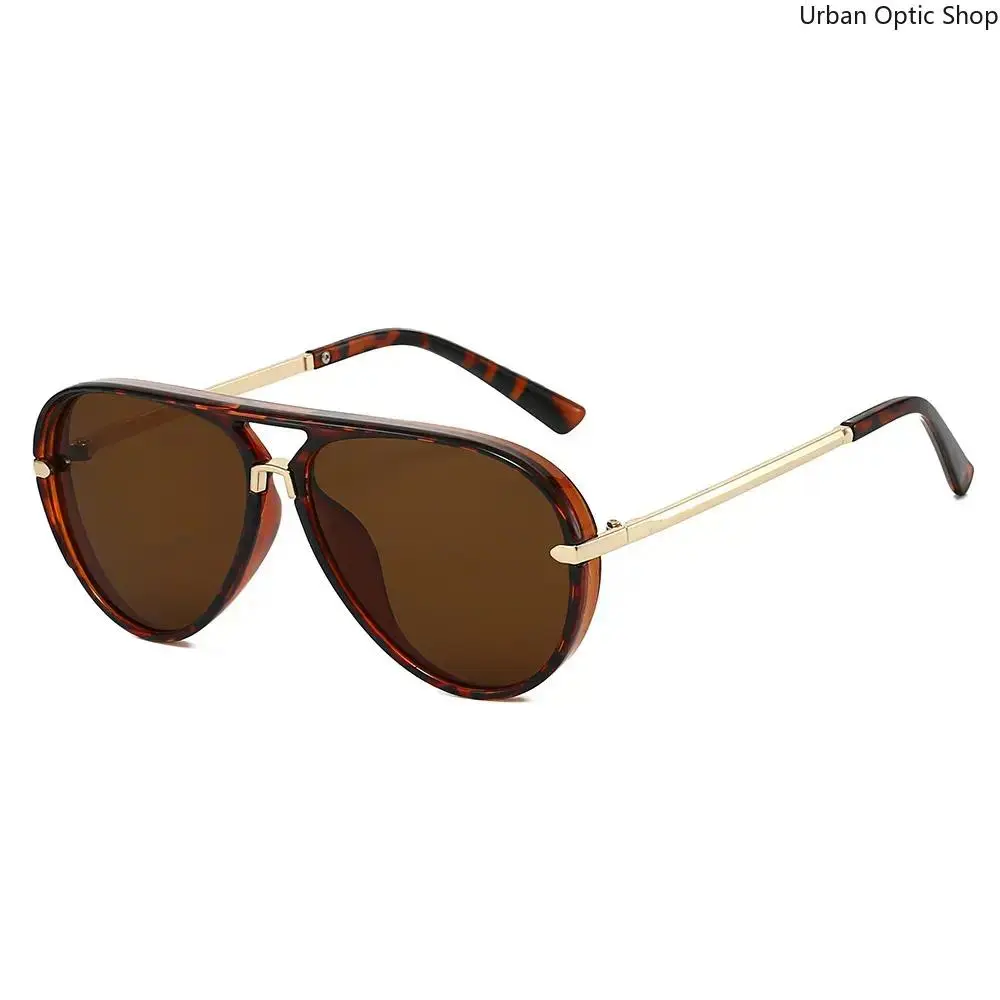 XUH Dual-Gender Hyper-Polarized Dark Classic Aviator Sunglasses - Double Bridge Tortoiseshell Frame Women's Sunglasses, UV400 Protection, Retro Lightweight Shades for Driving, Daily Outdoor Wear, Dark Women's Sunglasses