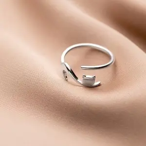 Cat Rings for Women, Adjustable Animal Ring, Dainty Stackable Rings, Cute Cat Ring, Gifts for Cat Lovers, Fashion Jewelry