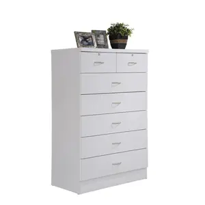 212 MAIN White Wood 7-Drawer Chest - 2 Top Locking Drawers, Clean Look, Easy Setup
