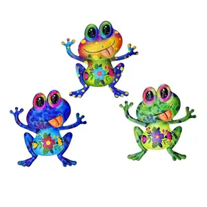 Vibrant Colorful Metal Frog Decor, 3pcs Weather-Resistant Iron Decorative Garden Ornaments, Home Yard Fence Party Wedding, Unique Gift Idea