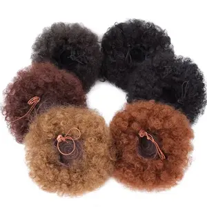 Afro Kinky Hair Buns - Drawstring Ponytail, Available in Multiple Colors, Soft and Curly Texture