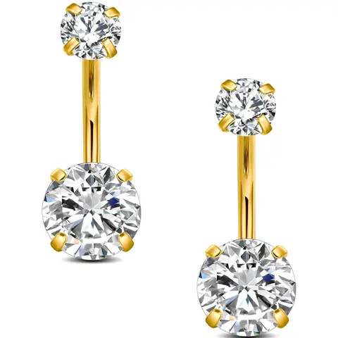 2pcs/set Unisex Rhinestone Decorated Belly Ring, Casual Trendy Belly Button Rings Piercing Belly Ring, Body Piercings Jewelry Body Jewellery for Daily & Party for Men & Women