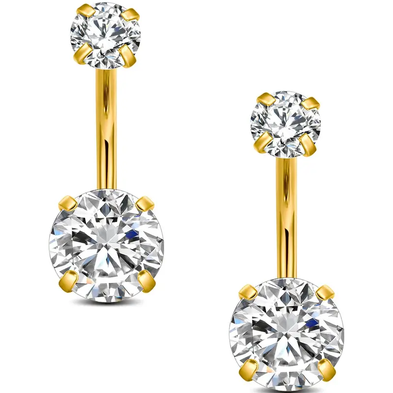 2pcs/set Unisex Rhinestone Decorated Belly Ring, Casual Trendy Belly Button Rings Piercing Belly Ring, Body Piercings Jewelry Body Jewellery for Daily & Party for Men & Women