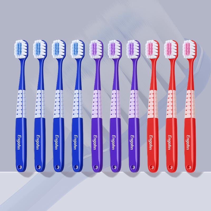 Engohn 10pcs Adult Toothbrush 1000+ Soft Bristle Ultra-Thin Head Design Deep Cleaning Between Teeth Removes Stains Sensitive Teeth BPA & Latex Free Oral Hygiene Essentials Cleanser