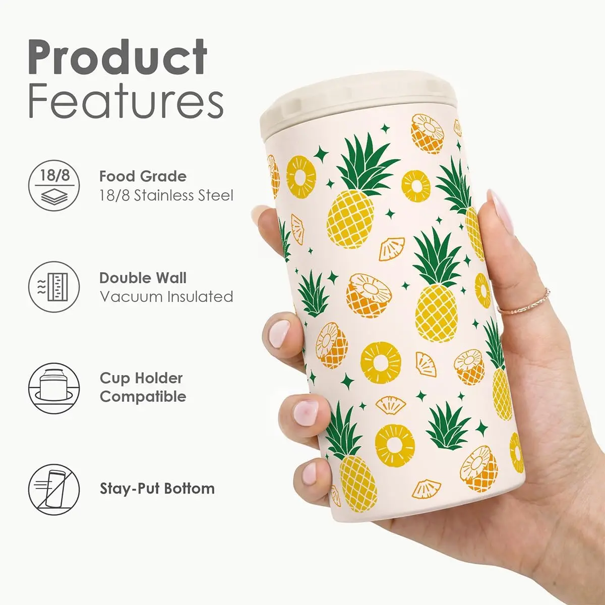 12oz Slim 4-in-1 Durable Insulated Stainless Steel Vacuum Travel Tumbler, Portable Exterior Can Cooler with Lid, Temperature Control Soda Beer Holder, Birthday Gift for Her