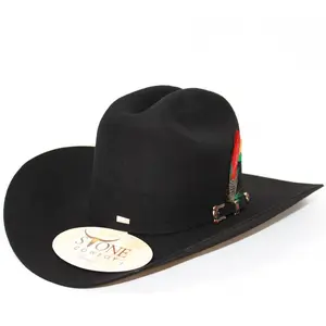 Texana 100X Estilo El Fantasma Color Negro con Plumas