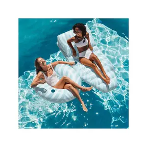 (Pack Of 2) Blue Twist Pool Float With Cup Holder, 43" Extra Large, For Adults And Teenagers