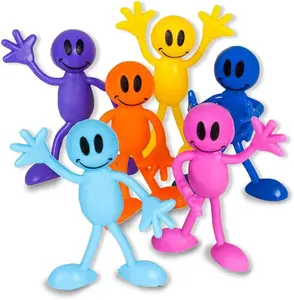 Bendable Smile Figures, Set of 12 Smile Face Flexible Men, Birthday Party Favors for Boys and Girls, Stress Relief Fidget Toys for Kids and Adults, Goody Bag Stuffers, Piñata Fillers