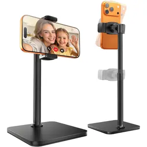 Phone Stand for Desk, 8-11" Height Adjustable Cell Phone Holder for Live Streaming, Video Recording,  - Compatible with  17/16/15, ,  4-7" Smartphones -Black