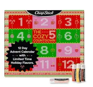 ChapStick Advent Calendar 2025 – Cozy Countdown to Christmas, Variety 12-Pack Lip Balm Gift Set, Holiday Gifts for Women, Men, Teens, Coworkers, Grandpa & Grandma Gifts, 0.15 Oz Ea