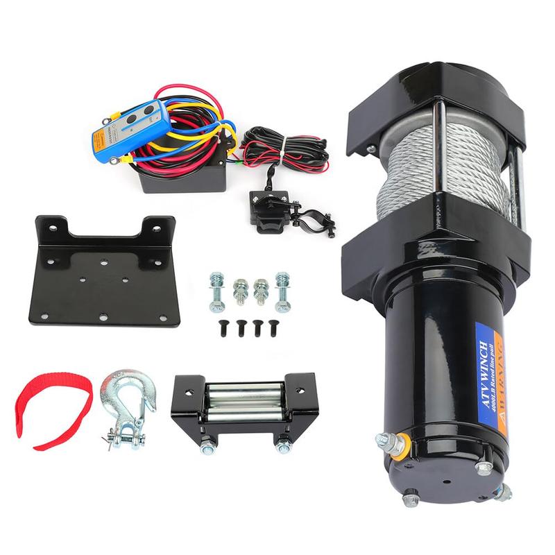 4000LBS Electric Winch 12V Towing Trailer Steel Cable Off Road w/Wireless Remote Waterproof with Remotes