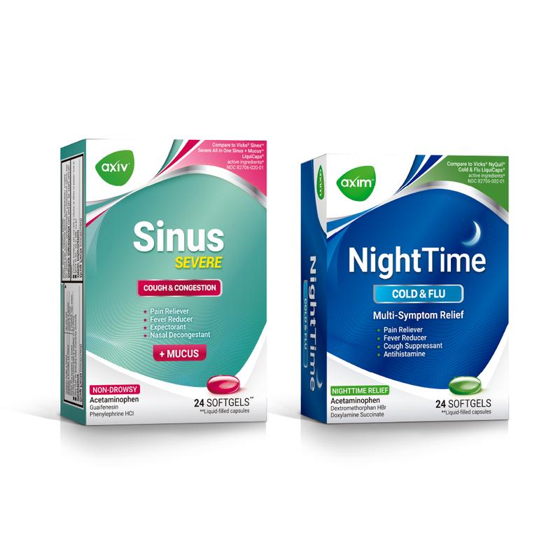 AXIV PACK: SINUS SEVERE 24 (1 BOX) + NIGHTIME 24 (1 BOX) Healthcare Vitamin Supplement