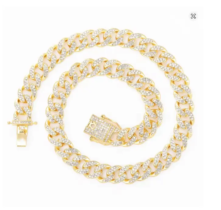 Iced Out Punk Cuban Link Chain for Men Hip Hop Bling Necklace Diamond Cuban Chain with Dragon Clasp, Trendy Streetwear Jewelry for Boyfriend Birthday Gift