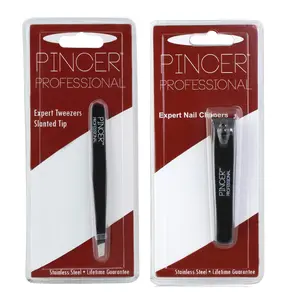Pincer Professional Stainless Steel Grooming Set, Expert Tweezers with Slanted Tip and Nail Clippers