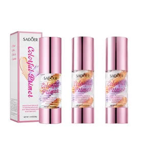 3PCS Colorful 3-in-1 Tone Correcting Primer, SADOER Hydrating Brightening Makeup Base for Face & Body, Long-Lasting Smoothing Foundation Primer to Even Skin Tone, Reduce Redness & Hydrate Dry Skin, Lightweight Non-Cakey Oil-Control Base for All Skin Types