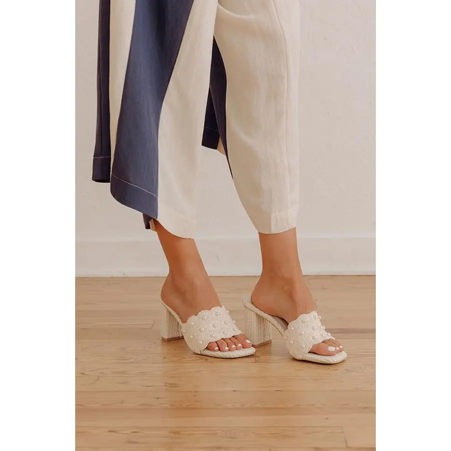 The Holland Pearl Embellished Raffia Heel