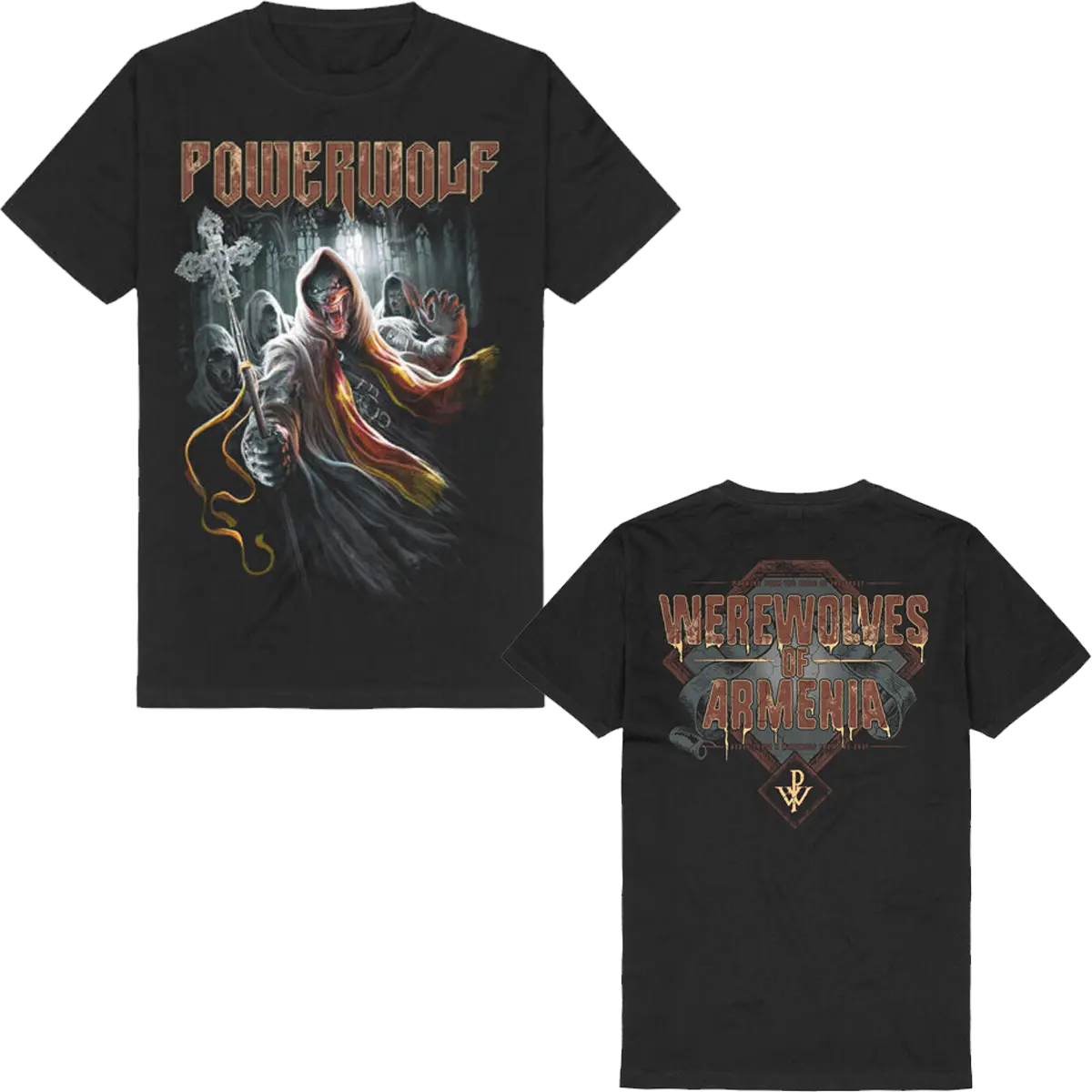 Powerwolf Werewolves Of Armenia Unisex Short Sleeve White T-Shirt Double Side Fullsize