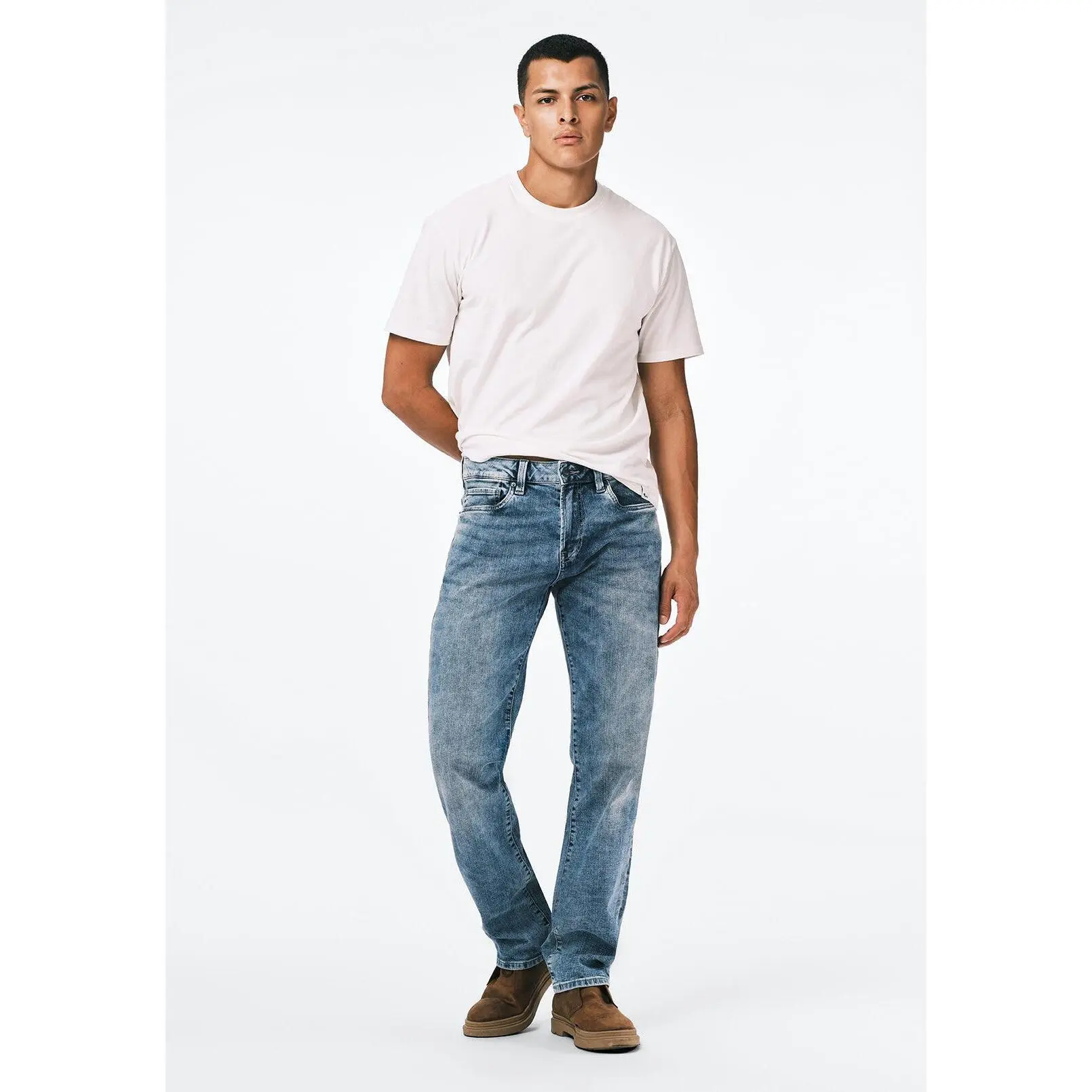 Six Men's Straight Jeans, Whiskered and Contrasted - BM22634