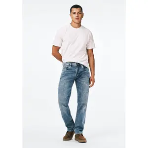 Six Men's Straight Jeans, Whiskered and Contrasted - BM22634