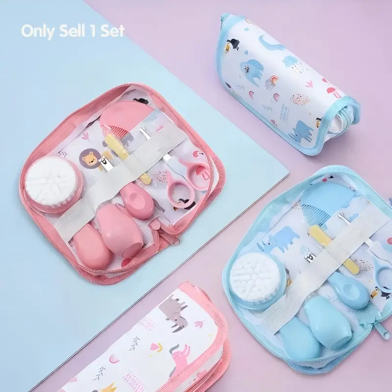 Baby Care Kit with Storage Bag, 6 Counts/set Portable Travel Baby Care Kit, Baby Supply Kit, Newborn Baby Essentials, Brushes, Toddler Brush, Combs, Toenail Trimmer, Fingernail Cutter, Mummy
