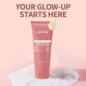Veilna Coconut Amino Acid Facial Cleanser for Sensitive Skin 2 In 1 Power GentleCleaner Plant-Derived Amino Acid 100% EctoinPregnancy-Safe Skincare