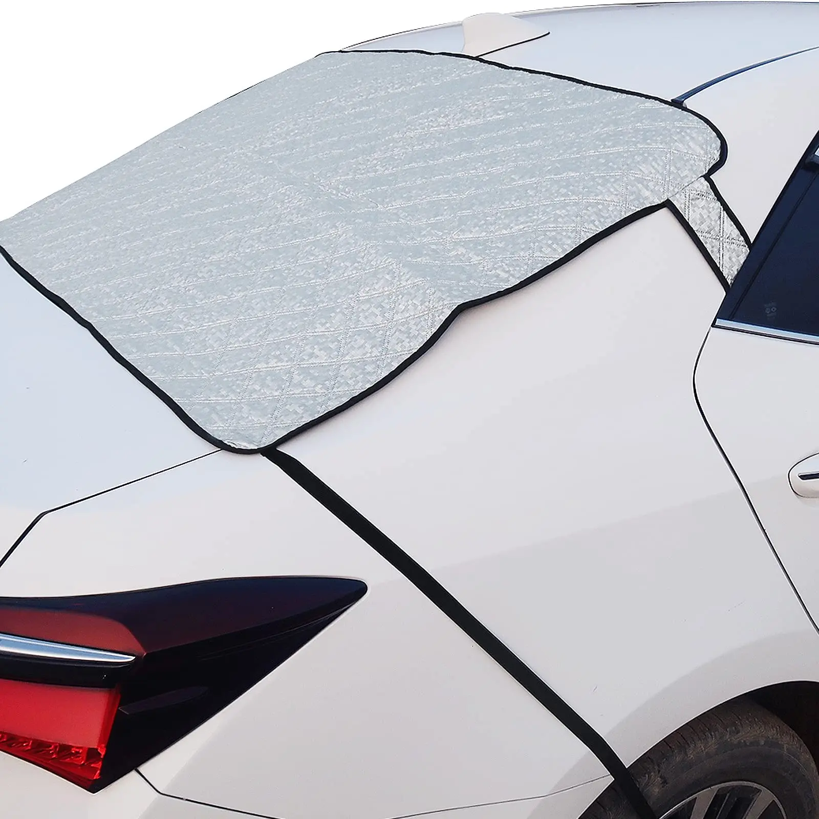 HOMEYA Rear Windshield Snow Cover - 3-Layer Magnetic Windproof Anti-UV Dust Frost Water-Resistant Cover with Elastic Straps, Aluminized Film, Storage Bag, Universal Size for Most Cars, Trucks, SUVs, Vans