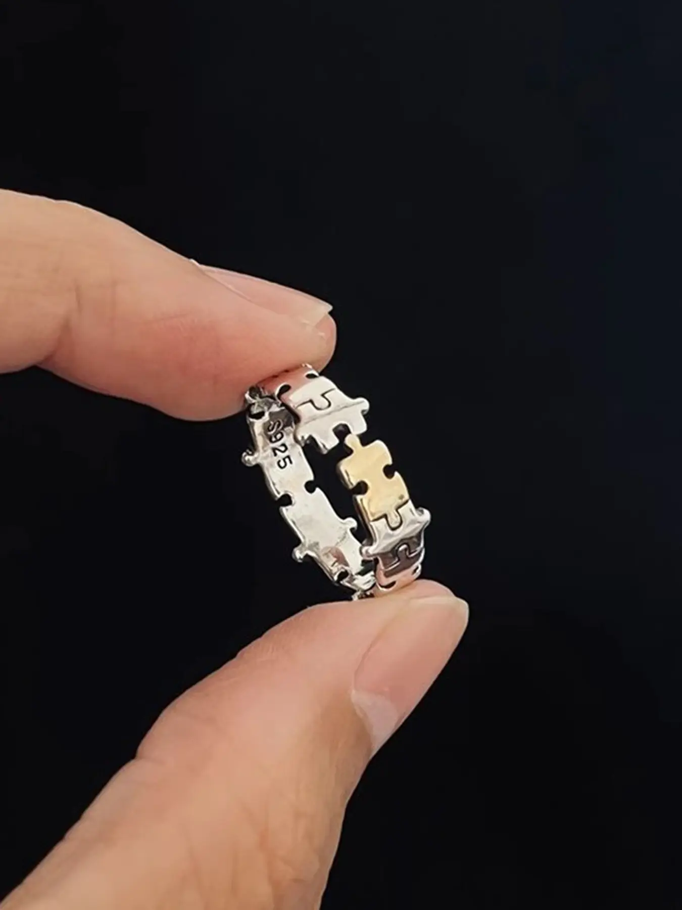 Vintage Punk Style S925 Silver Puzzle Ring, Unique Design, Perfect Gift Idea, Durable & Stylish Jewelry Accessory