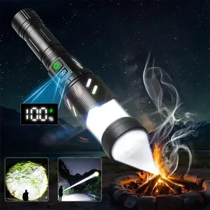 Portable LED Flashlight, 2200 High Lumens Ultra Bright Rechargeable Flashlight, Waterproof Design for Camping Essentials, Zoomable, 5 Modes for Home and Outdoor Use, High Lumen Flashlights