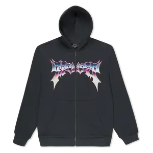 Women's Noid Zip Hoodie - Dark Charcoal, Long Sleeve, Graphic, Casual, Vintage Sweatshirt