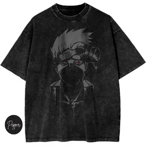 Anime-Inspired Masked Ninja Graphic T-Shirt, Vintage Style Cool Character Print, Regular Fit Unisex Cotton Tee - Vintage Graphic Tee – Menswear & Womenswear – Streetwear Tops – Casual Cotton Crewneck Shortsleeve T-shirt