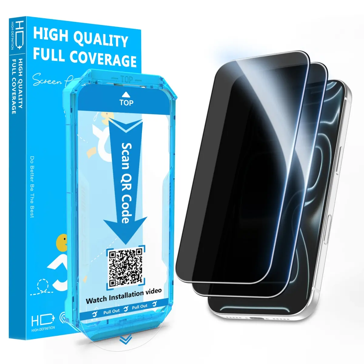JavoYion 2 Pack Privacy Screen Protector for iPhone 17 Pro Max, Easy-Align Pull-Tab Installation Tray for Dust-Free Setup, 28° Anti-Spy Tempered Glass, Smooth Touch, Secure Edge Fit, Case Friendly