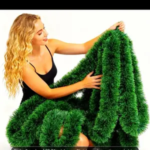 2-Pack 78.74inch Luxury Christmas Wreath Garland Thick Shiny Twistable Hanging Decor for Doors Windows Fireplaces Staircases and Storefronts Perfect for Indoor Outdoor Holiday Decorations