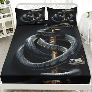 2/3pcs Snake Pattern Background Series Bed Cover Set, Suitable For Bedrooms, Hotels, Dormitories And Other Places, Machine Washable (1 Bed Cover +1/2 Pillowcase, Core-free) Decorative Bedding Set