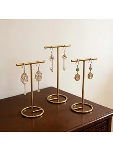 3PCS Metal Jewelry Hanging Rack, Desktop Vertical Storage Stand, Entryway & Vanity Organizer.  Luxury texture, keeps clutter away. Delicate and premium golden finish.  T-shaped horizontal bar design with strong load-bearing capacity, can hold various neck