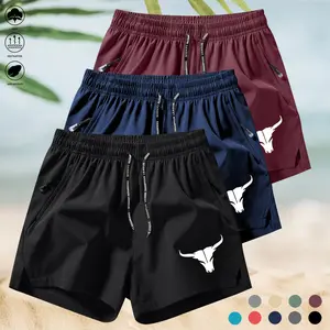 Men's 3-Pack Summer Casual Breathable Shorts, Outdoor Sports Quick-Dry Comfortable Shorts, Casual Zipper Pocket Micro-Stretch Elastic Waist Drawstring Shorts, Suitable for Summer Fitness Training