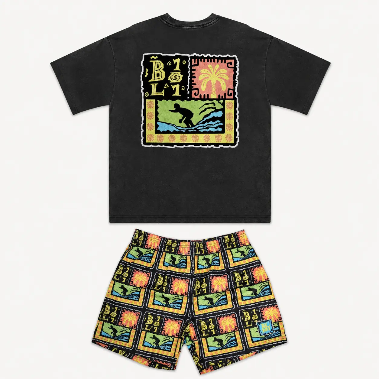 BL 101 - Wave Goodbye Tee & Shorts Set for Youth & Adults | Summer Back to School Baseball Outfit
