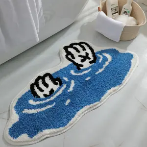 Coastal Beach Bathroom Mat Quick-Drying Non-Slip Rubber Bath Mats Super Absorbent Sand Wave Blue Teal Bath Mat Instant Dry Bathroom Rug in Front of The Kitchen Sink, Shower Room, Bathtub
