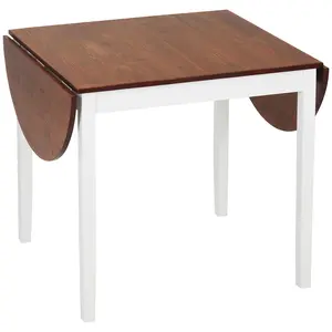 55" Brown Wood Drop Leaf Dining Table - Space-Saving Indoor Dining Room Furniture for Apartments - Expandable Seating, Rich Finish