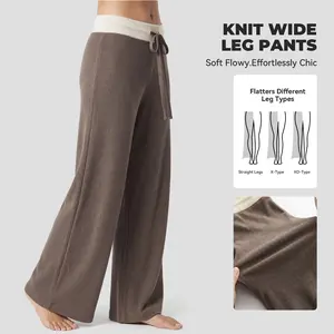 SHOWITTY New Arrival Womens Knit Wide Leg Pants – High Waisted Lounge Pants for Casual & Travel Comfort