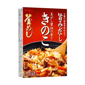 YAMAMORI Japanese Mushroom Rice Seasoning - Savory Soy Sauce Flavor, Quick & Easy Meal Mix for 3-4 Servings (195g)