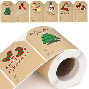 Christmas Gift Stickers Labels 250 Pack, 3x2 Inches Self-Adhesive Xmas Name Tags for Gift Boxes, Bags, Envelopes & Holiday Wrapping
