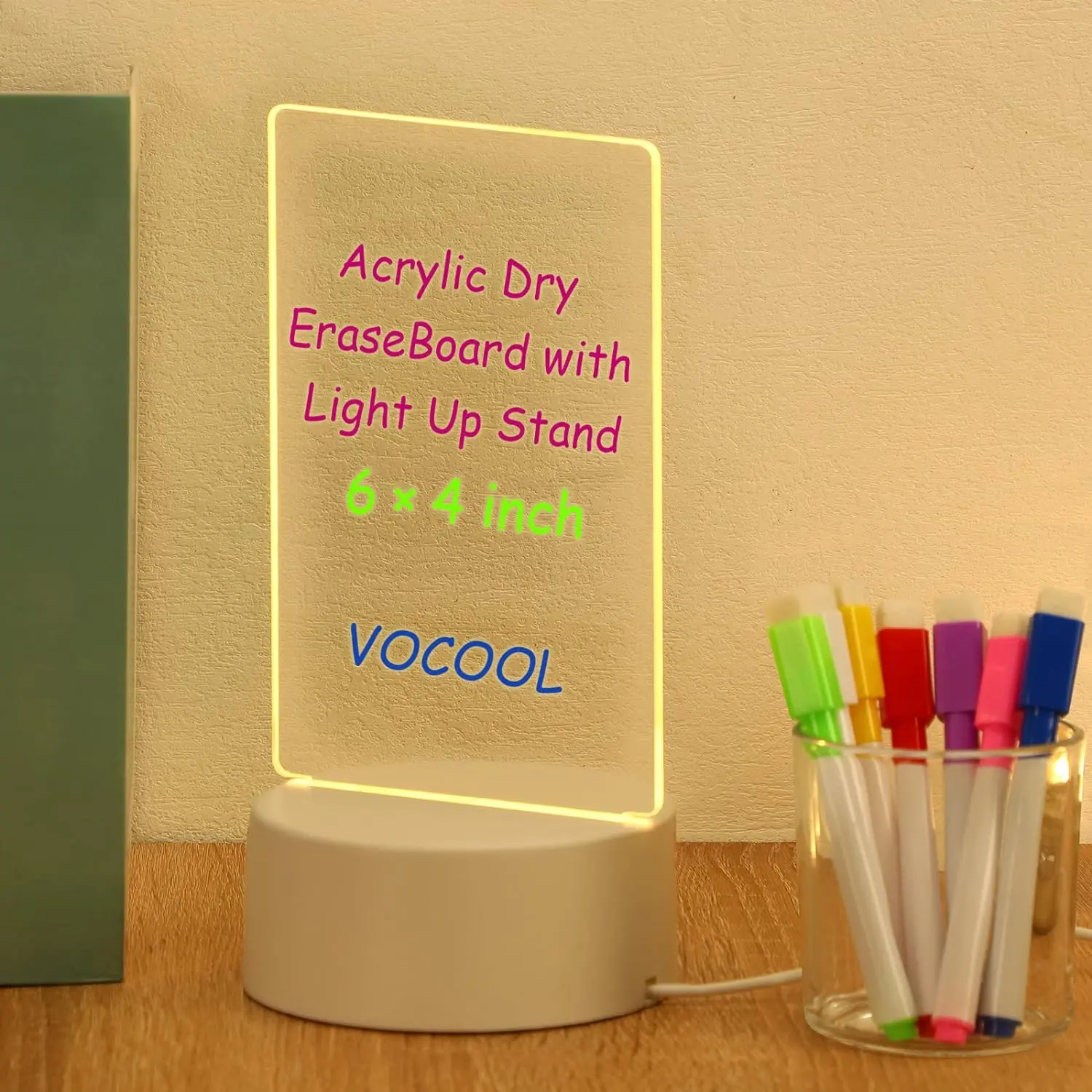 GlowWrite: Acrylic Dry Erase Board with Light-Up Stand