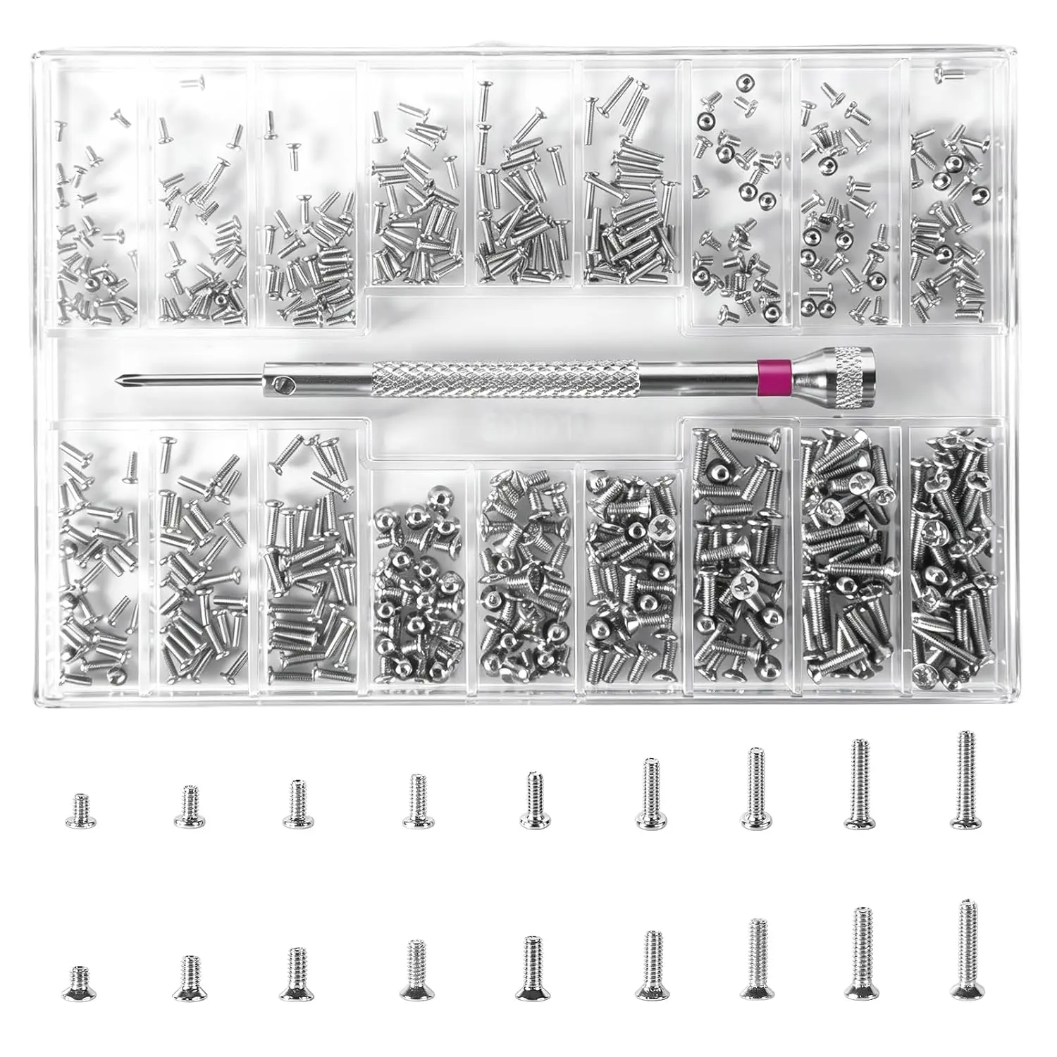 500-Pack Phillips Micro Self Tapping Screws Kit with Screwdriver