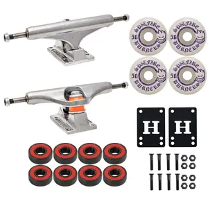 Independent Skateboard Trucks 129 Mid + 56mm Spitfire Burners Wheels, Abec 5 Bearings