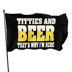 "Beer, That's Why I'm Here" Funny Flags, 3 x 5ft Single Side Printed Oktoberfest Decorative Flags Outdoor Tapestry Dorm Home College Decor 2 Shiny Brass Grommets 100% Polyester (3x5ft)