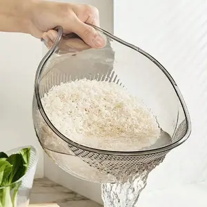 Plastic Rice Washing Basin with Filter, Colander, Efficient Cleaning Small Grains, Kitchen Tool, Space Saving, Christmas Gift Idea