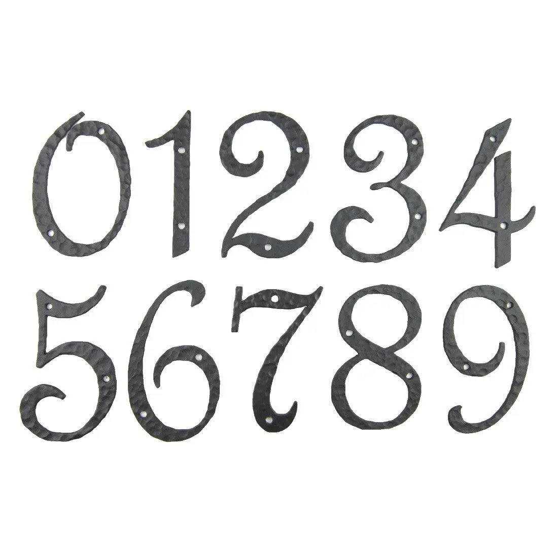 Spanish Mediterranean Rustic Hammered Wrought Iron Address House Numbers AN 4 inch