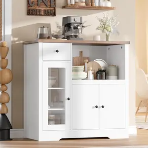 Kitchen Microwave Cabinet with Storage Buffet Sideboard  for Kitchen Dining, Living Room Hallway Modern Lines