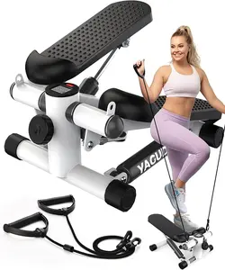 Mini Stepper with Resistance Band, Stair Stepping FitnessExercise Home Workout Equipment for Full Body Workout,Step Machine w/LCD Monitor vibrationalplates