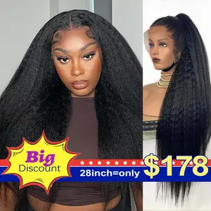 200% 13x6 Lace Front Kinky Straight Wig Human Hair 13x6 Yiki Straight Wigs Human Hair 13X6 Lace Front Wigs Preplucked with Baby Hair for Black Woman